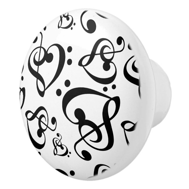 Treble Bass Clef Hört Musiknotens Muster Keramikknauf (Rechts)