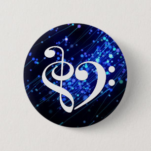 Treble Clef Bass Clef Heart Blue Cluster Nebel Button