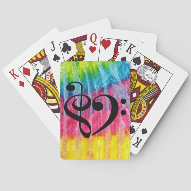 Treble Clef Bass Clef Heart Rainbow Hippie Krawatt Spielkarten (Rückseite)