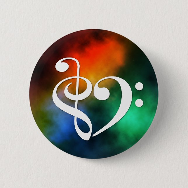 Treble Clef Bass Clef Heart Red Green Blue Nebel Button (Vorderseite)