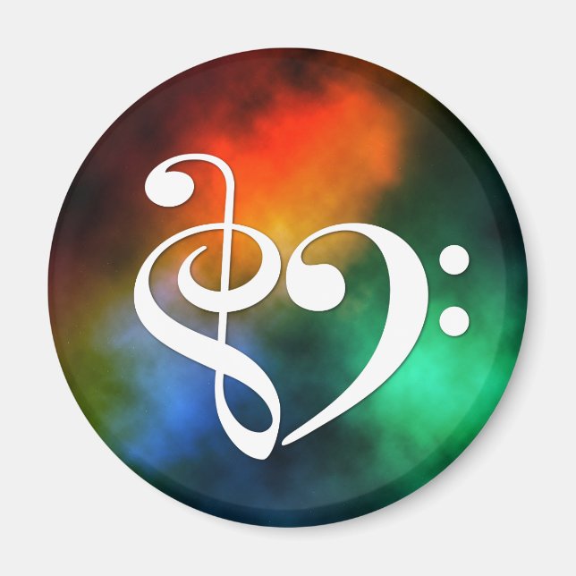 Treble Clef Bass Clef Heart Red Green Blue Nebel Magnet (Vorne)