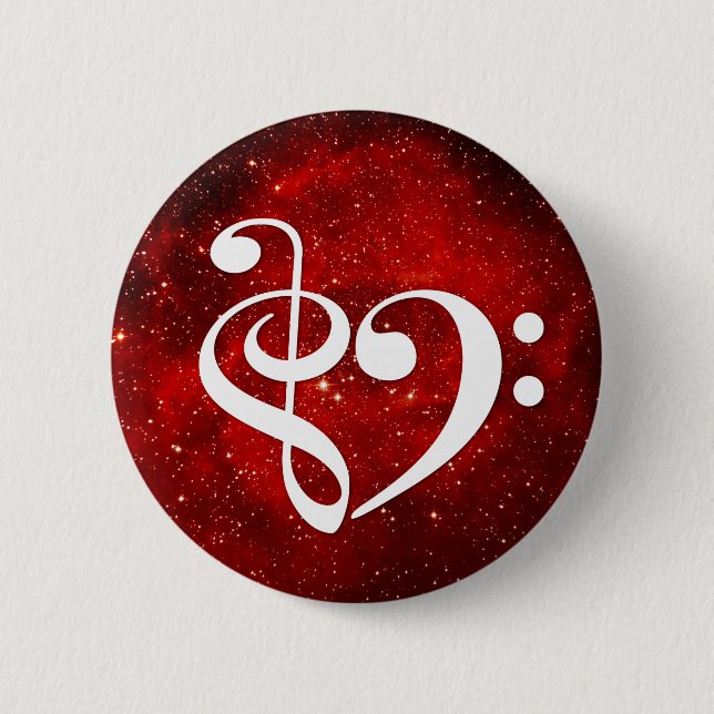 Treble Clef Bass Clef Heart Rosette Nebel Button (Vorderseite)