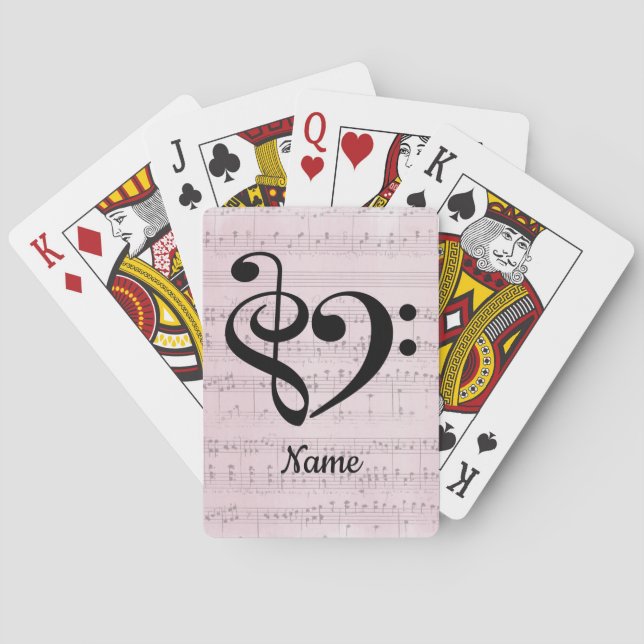 Treble Clef Bass Clef Heart Sheet Music Spielkarten (Rückseite)
