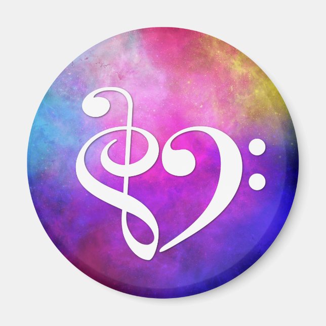 Treble Clef Bass Clef Herz Bassist Lila Nebel Magnet (Vorne)