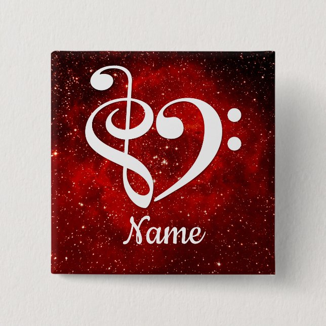 Treble Clef Bass Clef Herz Roter Nebel kundenspezi Button (Vorderseite)