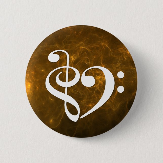 Treble Clef Bass Clef Herzflammennebel Button (Vorderseite)