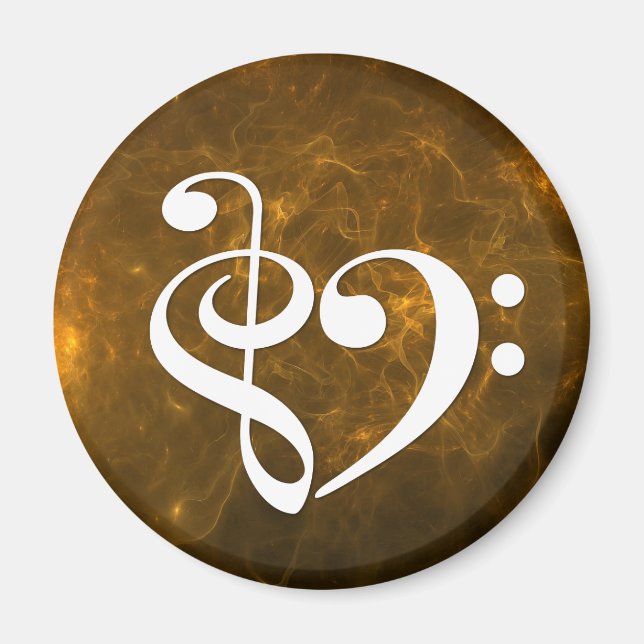 Treble Clef Bass Clef Herzflammennebel Magnet (Vorne)