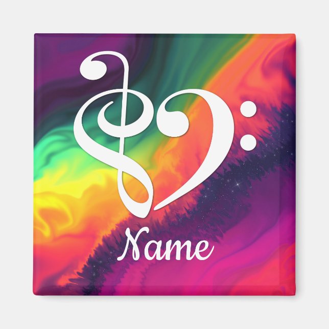 Treble Clef Bass Clef Herznebel individuell angepa Magnet (Vorne)