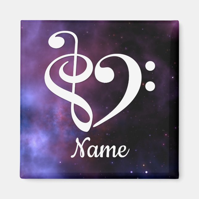 Treble Clef Bass Clef Herznebel individuell angepa Magnet (Vorne)