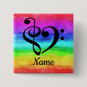 Treble Clef Bass Clef Music Heart individuell ange Button