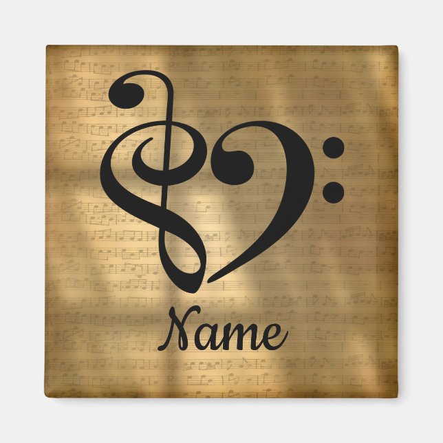 Treble Clef Bass Clef Music Heart individuell ange Magnet (Vorne)