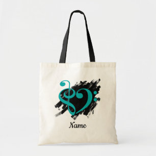 Treble Clef Bass Clef Music Heart individuell ange Tragetasche
