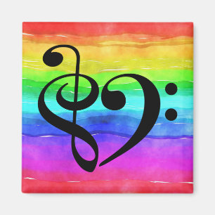 Treble Clef Bass Clef Musical Heart Rainbow Stripe Magnet