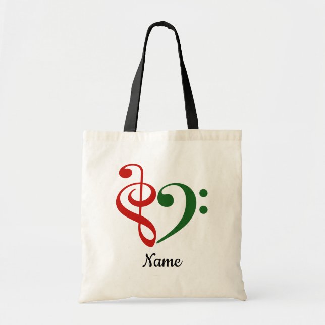 Treble Clef Bass Clef Weihnachten Herzlich willkom Tragetasche (Vorne)