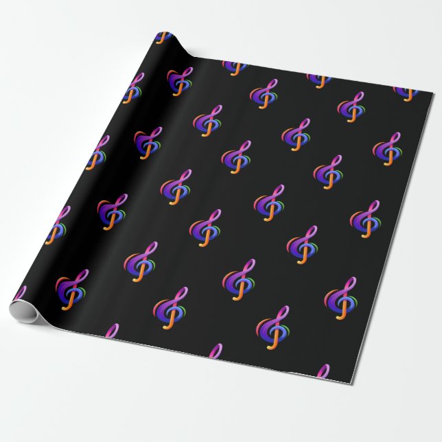 Treble Clef Black Geschenkpapier (Ungerollt)