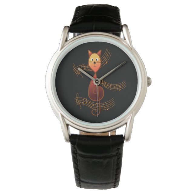 Treble Clef Cat Armbanduhr (Vorderseite)