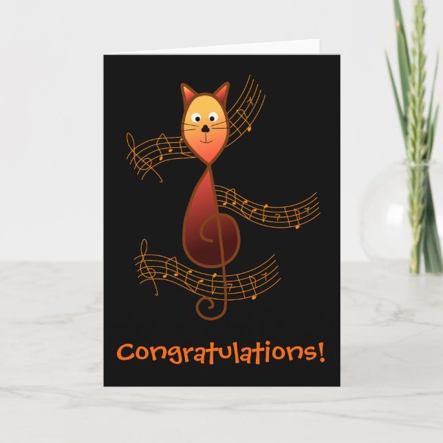 Treble Clef Cat Karte (Vorderseite)