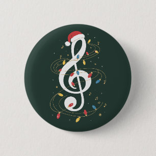 Treble Clef Christmas Lights Musik Lover Musiker Button