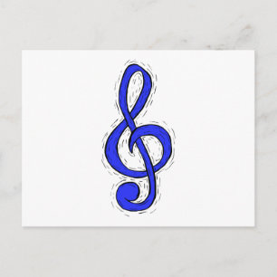 Treble Clef Graphic Design Medium Blau Postkarte