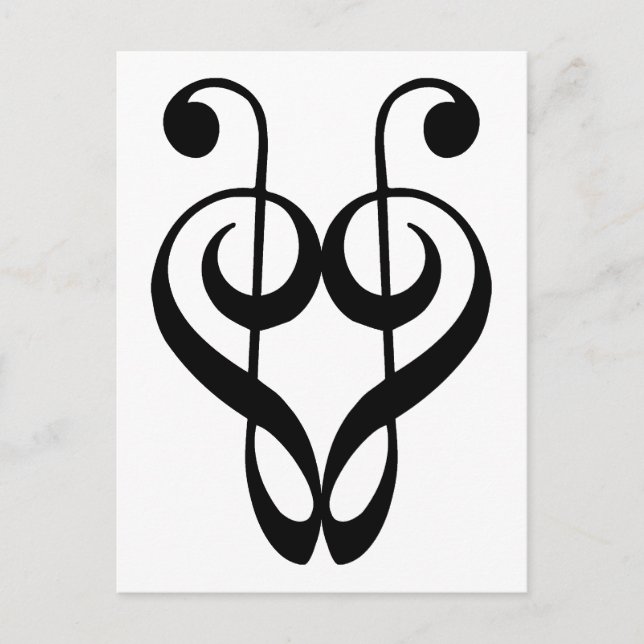 Treble clef heart (schwarz) postkarte (Vorderseite)