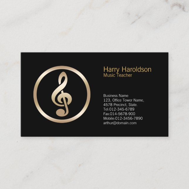 Treble Clef Icon Music Teacher Business Card Visitenkarte (Vorderseite)