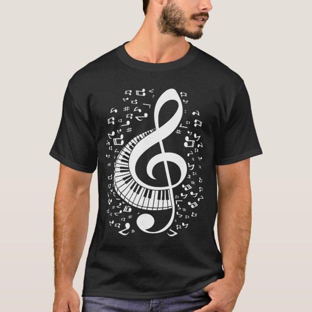 Treble Clef Keyboard Classical Music Notes Pianist T-Shirt (Vorderseite)