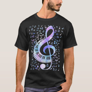 Treble Clef Keyboard-Gefärbte Krawatte Retro-Musik T-Shirt