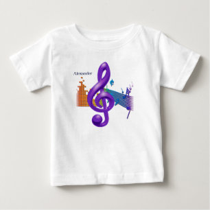 Treble Clef Lila Elegantes Design - Anpassung Baby T-shirt