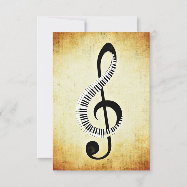Treble Clef mit Klaviertasten Karte (Vorderseite)