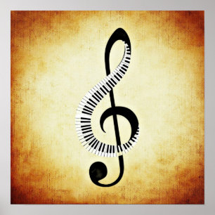 Treble Clef mit Klaviertasten Poster