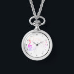 *~* Treble Clef Moderne Musiknote farbenfroh Armbanduhr<br><div class="desc">* Farbenfrohe Creative Modern Classic Music Staff Elements with Treble G-Clef and Notes on a Women's Silver Wrap with a Black Leather Band Watch * Es gibt eine Textzeile, die Sie ändern, behalten oder löschen können. Es kann für den Namen, das Monogramm oder die Initialen der Frau verwendet werden. Die...</div>