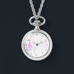 *~* Treble Clef Moderne Musiknote farbenfroh Armbanduhr<br><div class="desc">* Farbenfrohe Creative Modern Classic Music Staff Elements with Treble G-Clef and Notes on a Women's Silver Wrap with a Black Leather Band Watch * Es gibt eine Textzeile, die Sie ändern, behalten oder löschen können. Es kann für den Namen, das Monogramm oder die Initialen der Frau verwendet werden. Die...</div>