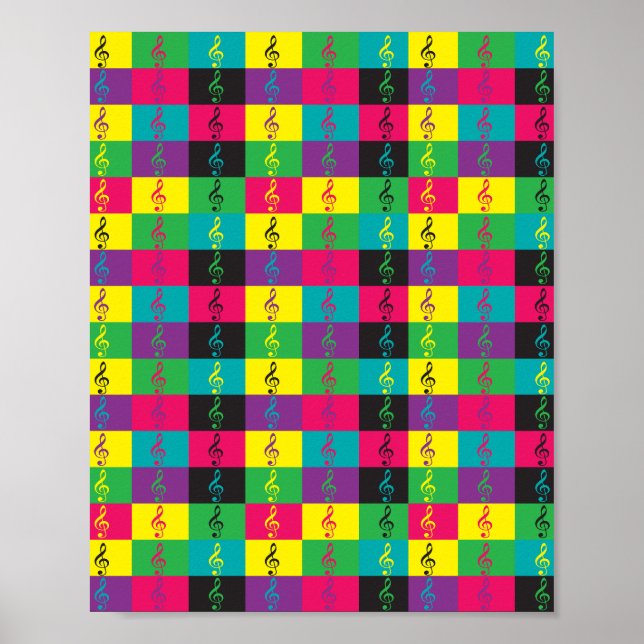 Treble Clef Music Colorful Poster (Vorne)