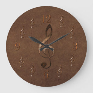 Treble Clef Music-Imitate Leather Wall Clock Große Wanduhr