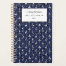 Treble Clef Music Themed Pattern Elegantes Navy Bl