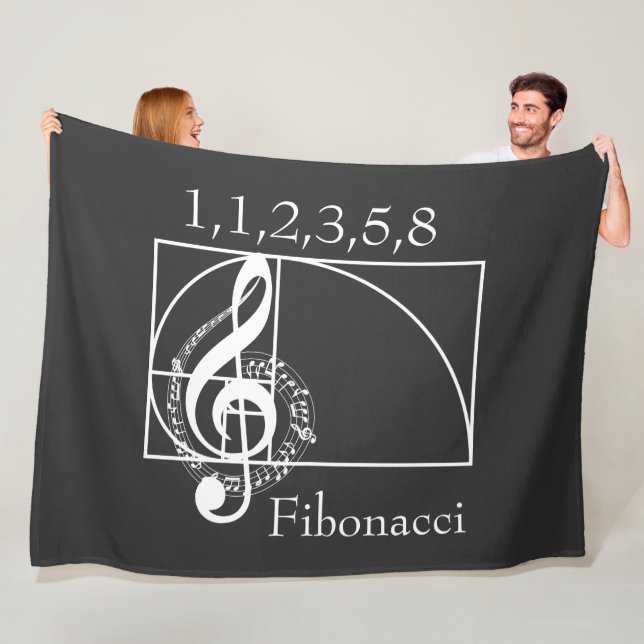 Treble Clef Musical Notes and Fibonacci Spiral Fleecedecke (Beispiel)