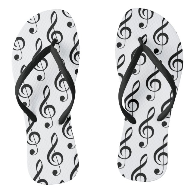 Treble Clef Musical Schwarz-weiß Song Music Flip Flops (Fußbett)