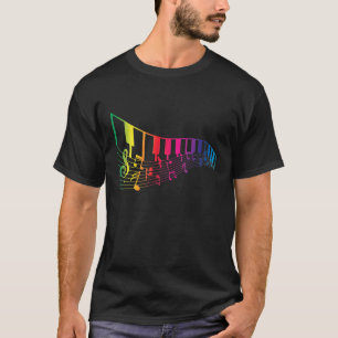 Treble Clef Musiknoten geben farbenfrohes Piano T-Shirt