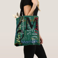 Treble Clef Note Music Monogram und Names on Green