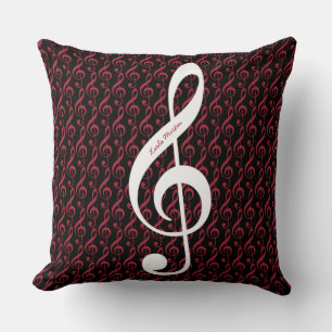 Treble Clef on Musical Note Pattern Personalized Kissen