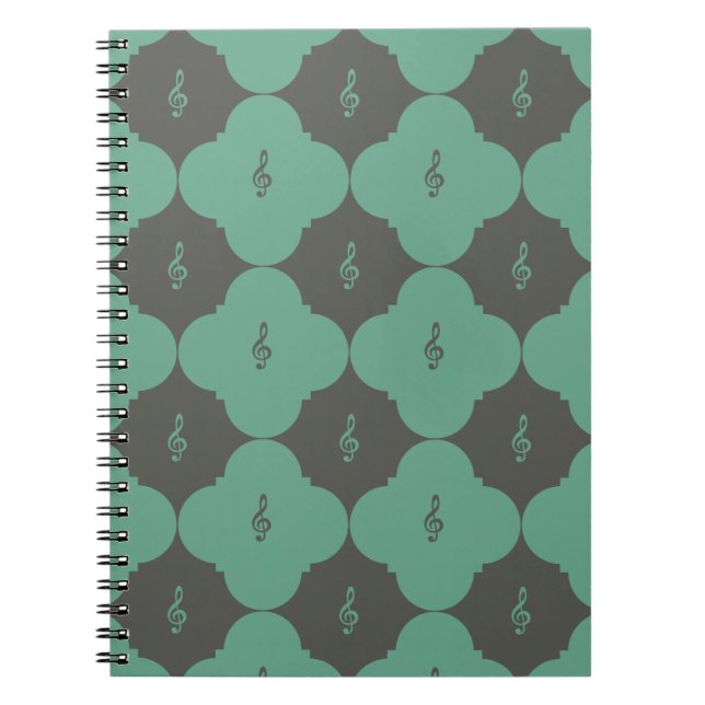 Treble Clef Quatrefolienmuster Notizblock (Vorderseite)