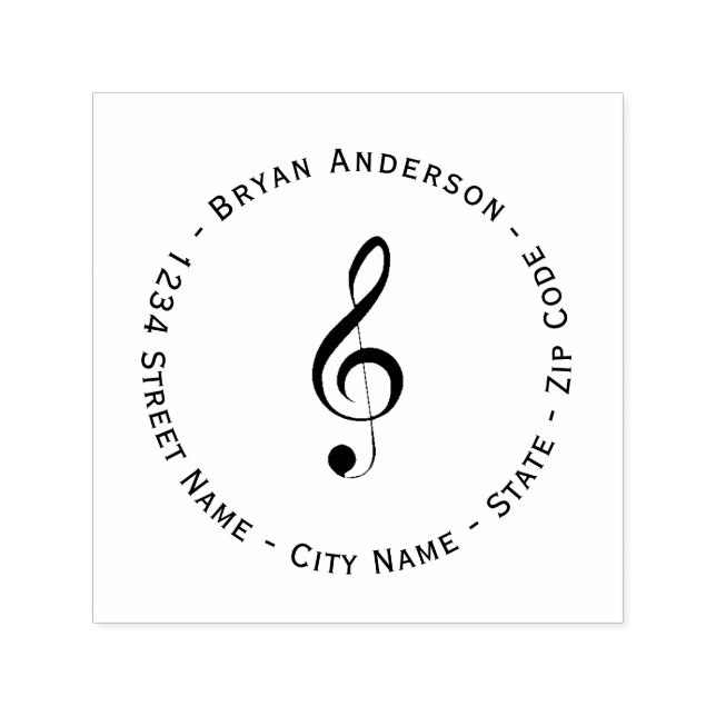Treble Clef Rücksendeadresse Selbstfarbige Briefma Permastempel (Design)