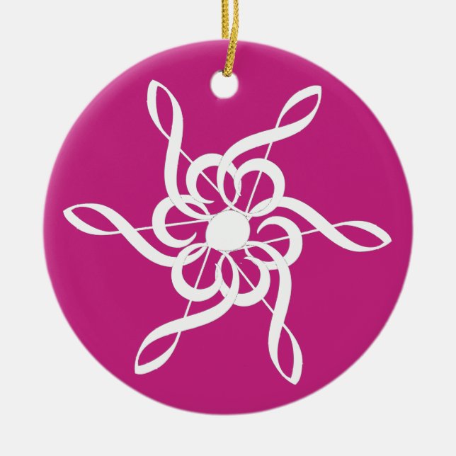 Treble Clef Snowflake Keramik Ornament (Vorne)