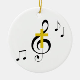 Treble Clef und Cross Keramik Ornament