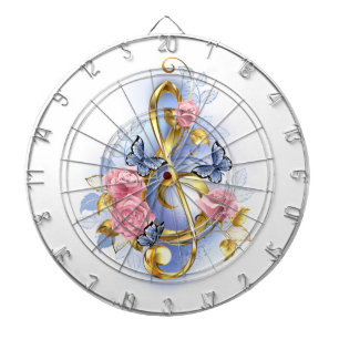 Treble clef with Pink Roses Dartscheibe