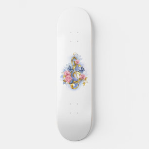 Treble clef with Pink Roses Skateboard