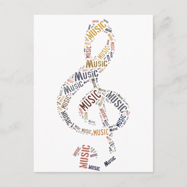 Treble Clef Word Art Postkarte (Vorderseite)