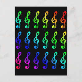 Treble Clefs Musical Notes Colorful Rainbow Colors Postkarte