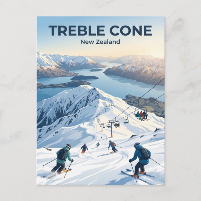 Treble Cone Skigebiet Neuseeland Postkarte (Vorderseite)