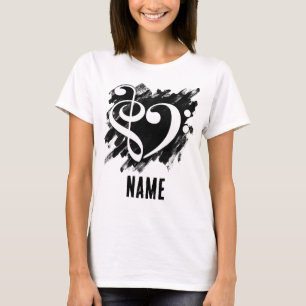 Treble und Bass Clef Heart White individuell anpas T-Shirt